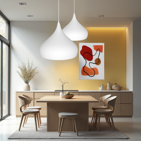 lampa suspendata alba pentru iluminat rezidential sau industrial