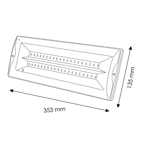 dimensiuni corp iluminat de urgenta 3w, 353x135h mm, led-box.ro