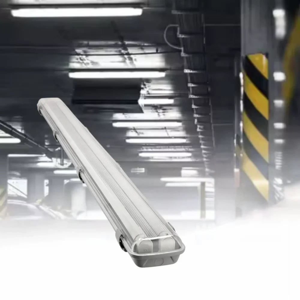 Corp iluminat garaj/atelier, 2x120cm + 2x tub LED 18W, lumina