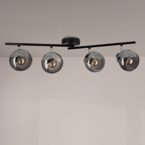 Lampă de tavan elegantă 4xE14, metal și sticlă