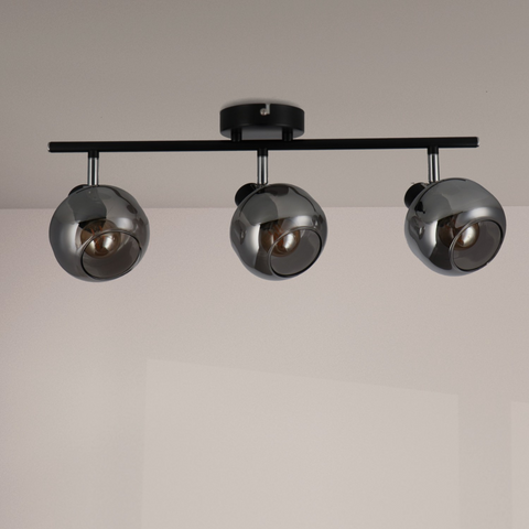 Lampă de tavan 3xE14 din metal și sticlă, design elegant