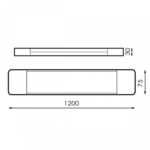 Detaliu sursă de lumină Sanan în bară LED 40W cu dimensiuni reprezentate grafic in mm, led-box.ro