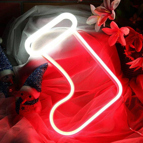 Decoratiunea LED Neon, forma Cizma Craciun, lumina alba/rosie - led-box.ro