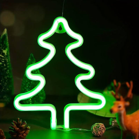 Decoratiunea luminoasa LED Neon, Brad Craciun, lumina verde - led-box.ro