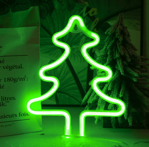 Decoratiunea luminoasa LED Neon, Brad Craciun, lumina verde - led-box.ro