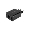 Încărcător USB-A cu 4 porturi și carcasă compactă, vedere frontală, ideal pentru uz zilnic
