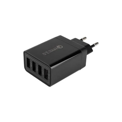 Încărcător USB-A cu 4 porturi și carcasă compactă, vedere frontală, ideal pentru uz zilnic