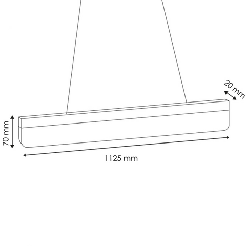 Dimensiuni lampă suspendată LED Vision 30W (1125x20x70 mm)
