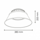 Detaliu tehnic al lămpii LED UFO gri, cu dimensiuni 283x253 mm și CRI 70 led-box.ro