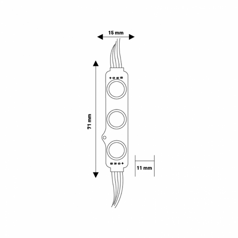 Dimensiuni modul LED 3xSMD Samsung RGB lungime și lățime în milimetri, led-box.ro