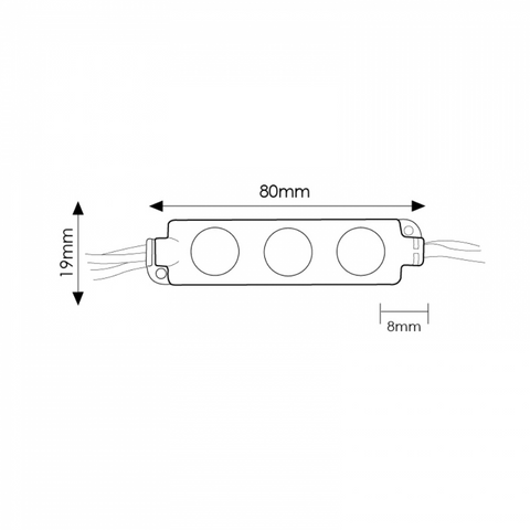 Dimensiuni modul LED 3xSMD Samsung 12V, alb rece 6000K led-box.ro
