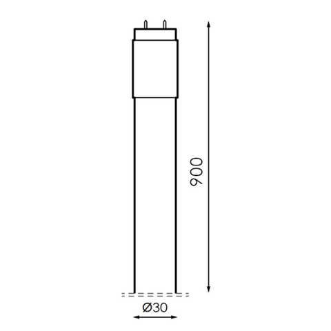 dimensiunile reprezentate grafic pentru tubul led neon 6000k, 900x30mm, led-box.ro
