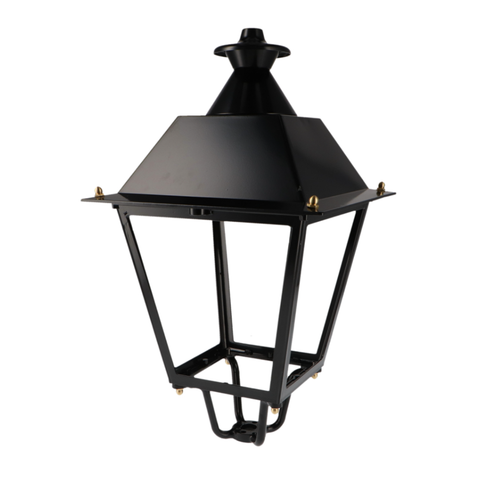 Felinar negru din oțel cu detalii aurii
