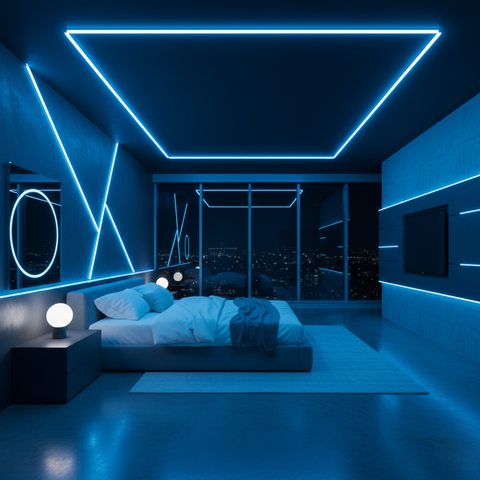 Furtun LED Neon Albastru 8x16mm 230V IP65 pentru dormitor