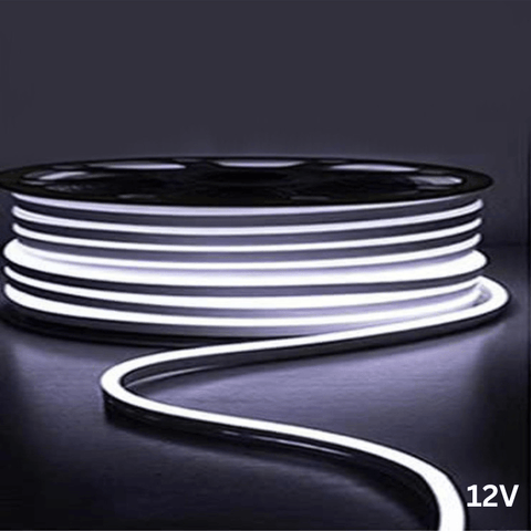 Furtun neon flex LED 12V 7W/m, IP65, Alb rece, 5 metri - led-box.ro