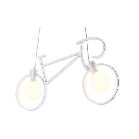 Pendul decorativ în formă de bicicletă albă cu două surse de lumină E27