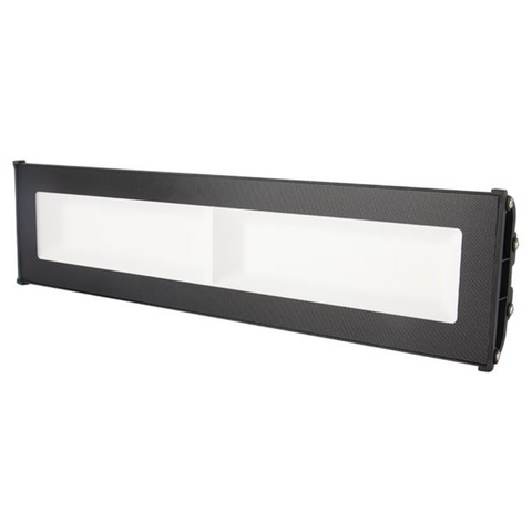 Lampă LED industrială liniară APV de 100W, montaj suspendat cu inele metalice, carcasă neagră din aluminiu
