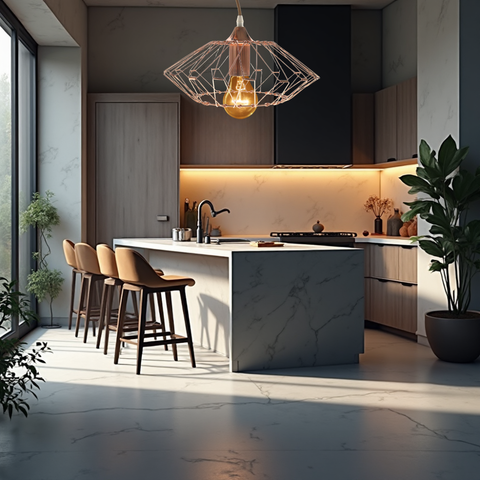 Lampa suspendată industrială cu efect decorativ de lumină
