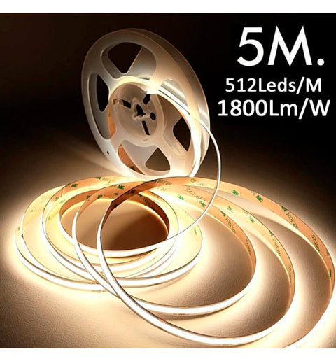 Bandă LED COB 24V | 512 LED/m | 5m | 1800lm/m | 15W/m | CRI90 | IP20