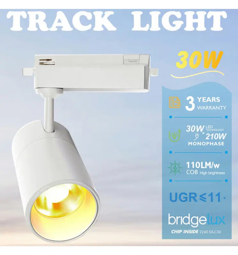 Proiector LED 30W Paris alb pentru sina monofazata - imagine 2
