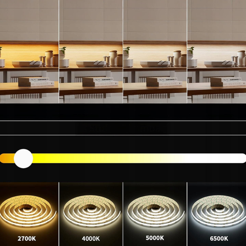 Bandă LED COB CCT reglare temperatură culoare