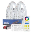 kit banda led smart tuya, 2 benzi led RGB de 10 metri, o sursa 200w 24V, telecomanda Miboxer, controller led