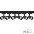Kit complet iluminat pe sina cu 6 proiectoare/spoturi pe sina neagra, lungime 2 metri, led-box.ro
