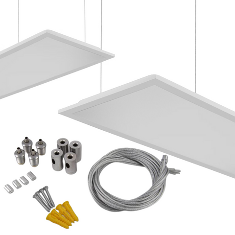 kit montare panu led, kit suspendare panou led, kituri montaj anouri led, kit suspendare din otel, led-box.ro