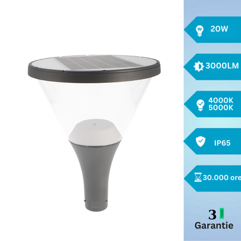 Lampă LED solară decorativă pentru spații publice, cu formă conică elegantă, led-box.ro