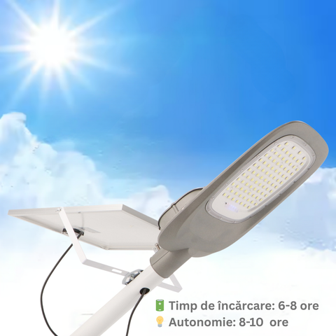 Lampa LEd cu panou solar cu autonomie de 10 ore pentru iluminat eficient curte sau gradina, led-box.ro