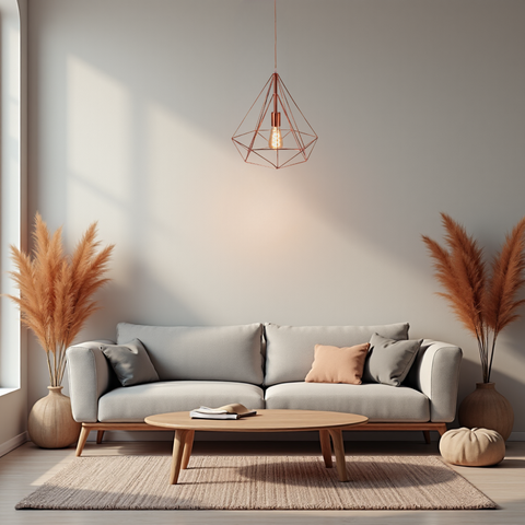 lampa suspendata roz gold pentru living