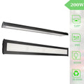 Lampă LED industrială liniară APV de 200W, montaj suspendat cu inele metalice, carcasă neagră din aluminiu
