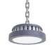 Lampă LED industrială UFO de 100W cu carcasă gri din aluminiu, montată pe lant, led-box.ro.
