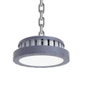 Lampă LED industrială UFO de 100W cu carcasă gri din aluminiu, montată pe lant, led-box.ro.
