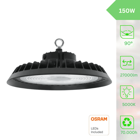 Lampa Industriala UFO, Serie A LED Osram 150W, dimabila, IP65 - led-box.ro