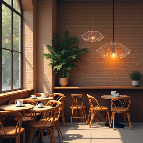 Lampa Kandang instalată deasupra mesei de dining
