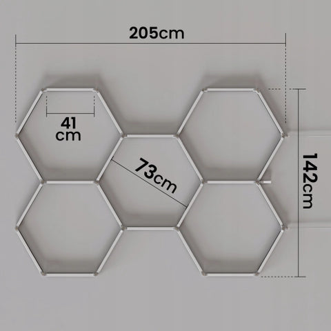Lampă LED Hexagon 144W detaliu panou individual 410x21x36mm