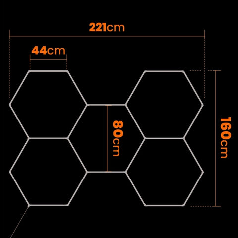 Lampă LED Hexagon 192W efect lumină 5000K CRI90 alb zilei