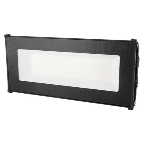 Corp de iluminat High Bay LED pentru hale și depozite, vedere din fata cu sistem de prindere prin suspendare
