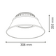 Detaliu tehnic al lămpii LED UFO gri 150W, cu dimensiuni 283x253 mm și CRI 70 led-box.ro