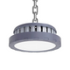 Lampă LED industrială UFO de 150W cu carcasă gri din aluminiu, montată pe lant, led-box.ro