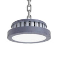 Lampă LED industrială UFO de 150W cu carcasă gri din aluminiu, montată pe lant, led-box.ro