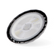 Lampă profesională LED UFO 100W montată într-un spațiu industrial cu tavan înalt, led-box.ro