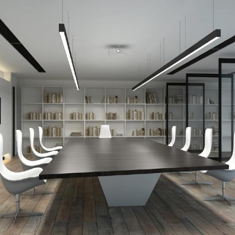 Conectare în linie pentru iluminat continuu open-space
