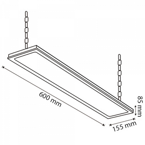 Lampă LED suspendată cu dimensiuni 600x155x85 mm, carcasă din aluminiu și sticlă