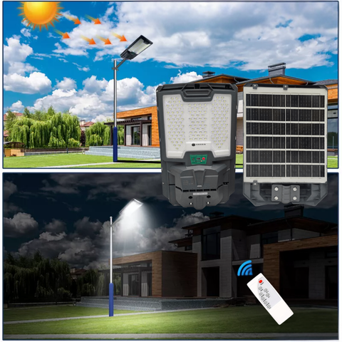 Lampă stradală solară 400W cu 139 LED-uri SMD și protecție IP65