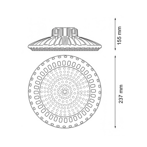 Corp de iluminat LED UFO 100W IP65, negru, carcasă din aluminiu și PC, driver Lifud.
