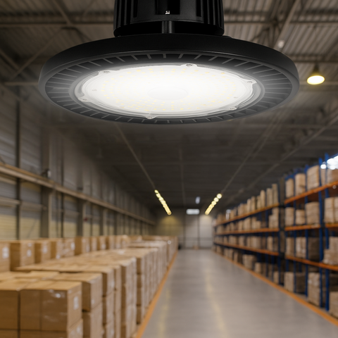 Iluminat profesional cu lampa LED UFO putere selectabila pentru spații industriale led-box.ro