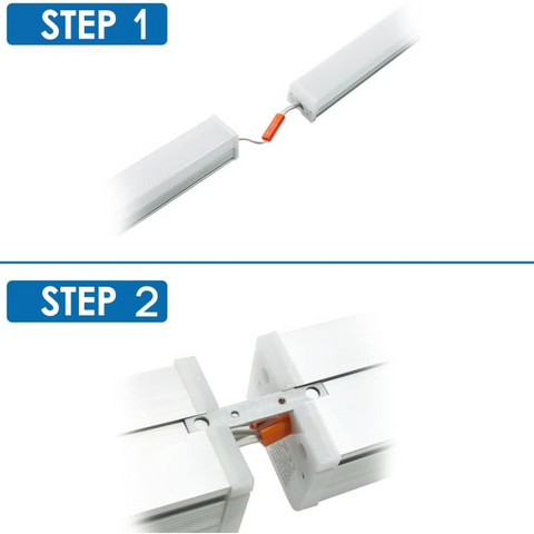 Montaj în serie al lămpilor LED liniare Trian, soluție modulară iluminat spatii comerciale led-box.ro
