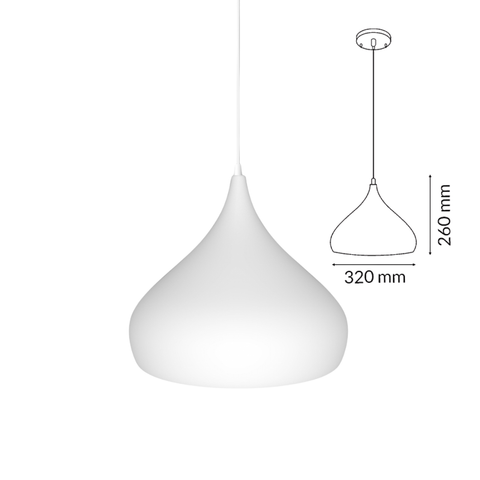 lampa suspendata alba pentru bucatarie dimensiuni 320x260mm